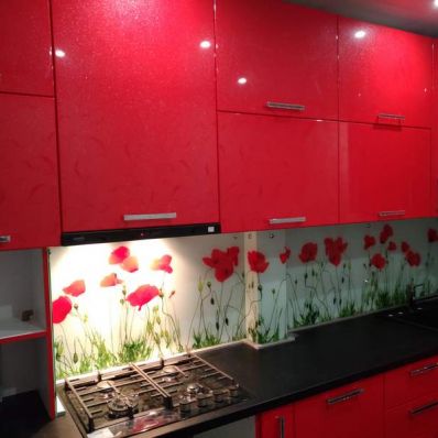 Кухня угловая из МДФ пленки Red